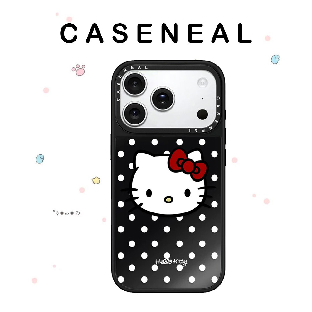 CASENEAL Wave Point Kittyคุณภาพสูงกระจกเคสโทรศัพท์เหมาะสําหรับiPhone 17ProMax 17pro 17 air 16promax 16 15promax 15 14promax 13 13Promaxแฟชั่นAnti Drop Hard Case