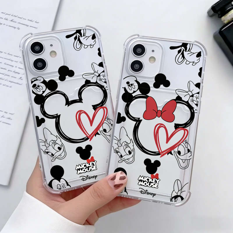 Mickey Mouse Card Holder สําหรับ Iphone 13 Pro Max 12 11 Pro XR XS Max X 7 8 Plus Iphone13 นุ่มกระเป