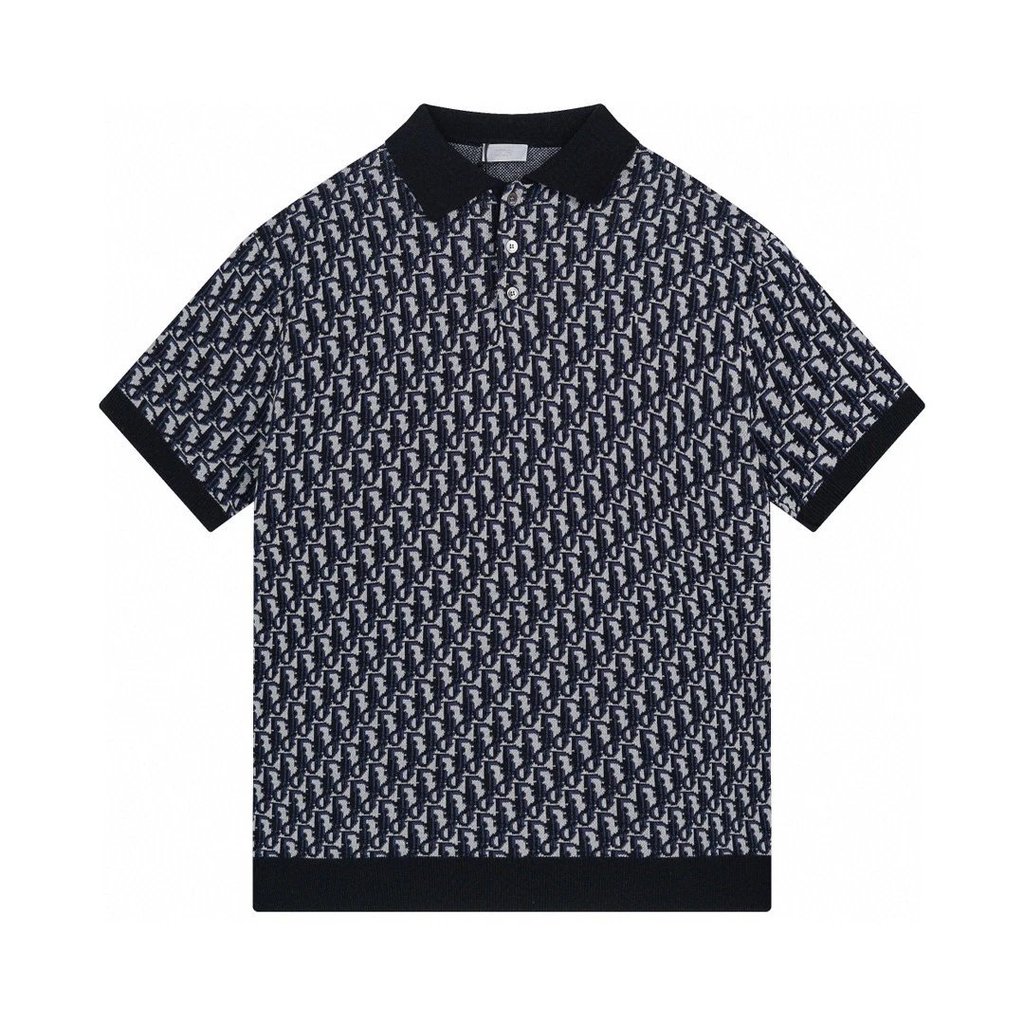 เสื้อเชิ้ตแขนสั้นลายพิมพ์สำหรับฤดูใบไม้ผลิและฤดูร้อน ดีไซน์คล้าย Dior