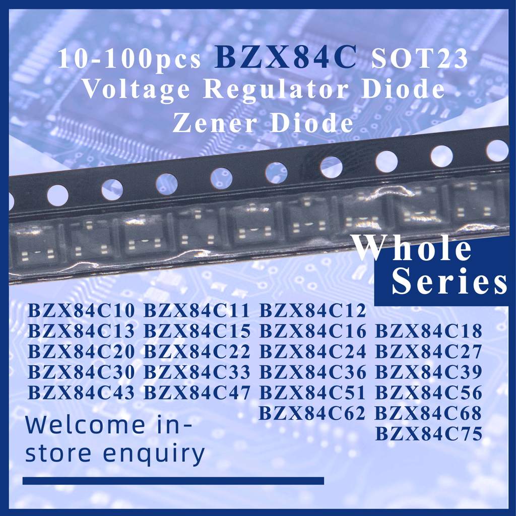Original BZX84C10-BZX84C75 10-100pcs BZX84C SOT23 0.25 W Zener ไดโอด BZX84C 10V 11V 12V 13V 15V 16V 