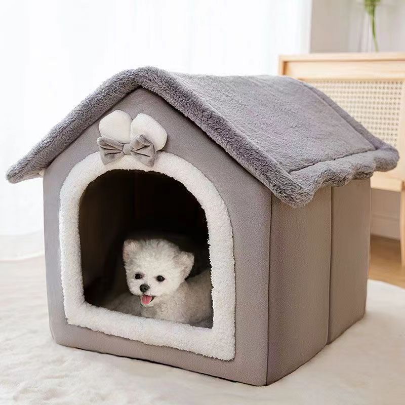 บ้านแมว Four Seasons Universal Pet Cat House Semi-Enclosed Small Medium-Sized Dog House Keeping Warm