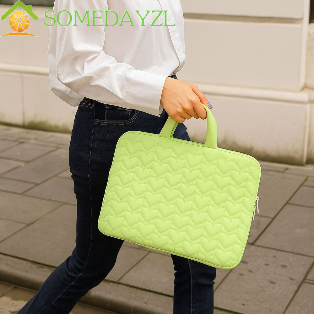 SOMEDAYZL กระเป๋าแล็ปท็อป, เคสแท็บเล็ตสีทึบแบบพกพา, แฟชั่นพร้อมที่จับลายหัวใจสบายแล็ปท็อป Travel