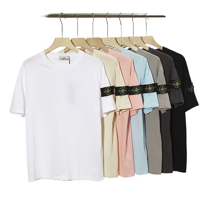 เสื้อยืด Stone Island แขนสั้น ทรงคล่องตัว ทำจากผ้าฝ้ายแท้ระบายอากาศดี สำหรับสวมใส่ในหน้าร้อน