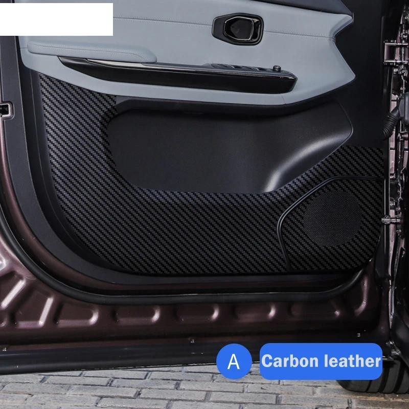 ประตูคาร์บอนไฟเบอร์หนังป้องกัน Anti Kick Pad อุปกรณ์ตกแต่งภายในสําหรับ NIO WeiLai ES6 ES7 ES8 ET7 ET