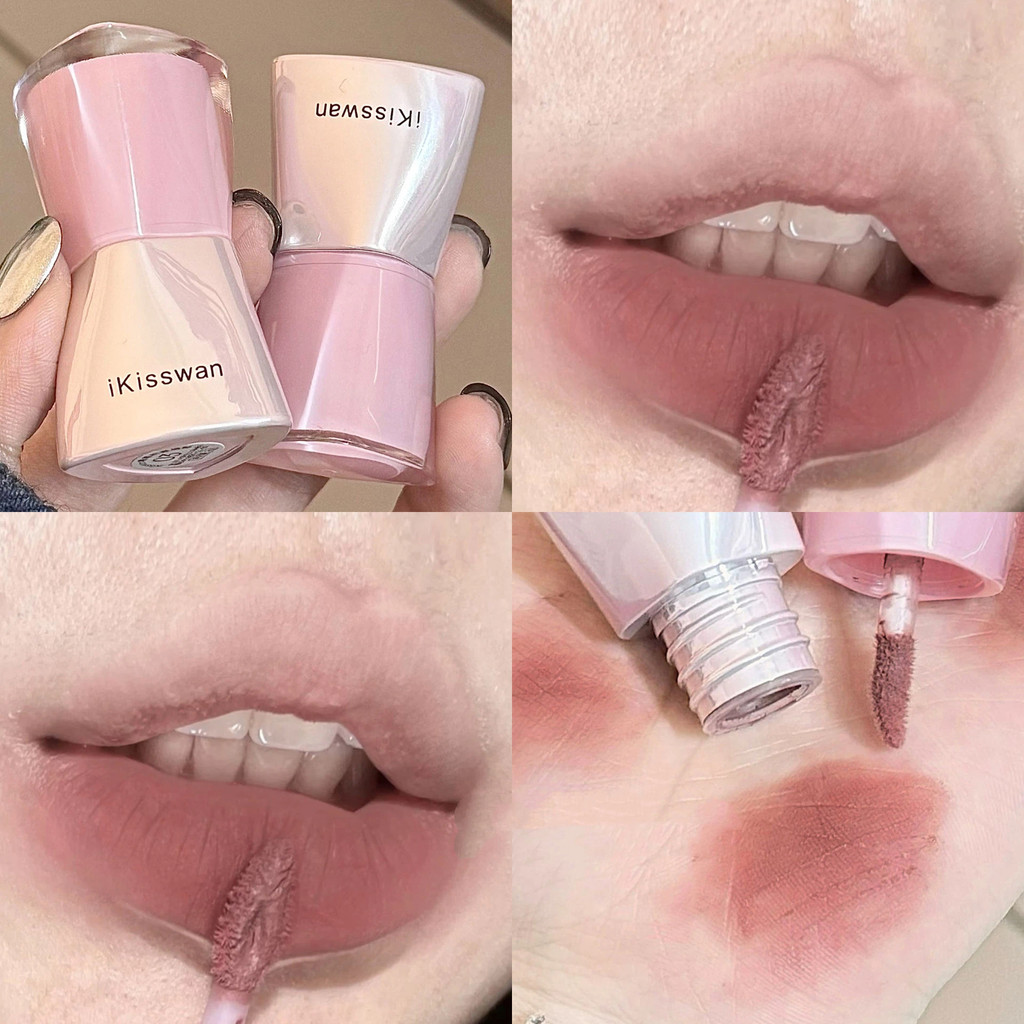 IKisswan Pink Candy Lip Glaze Lip Mud Velvet Matte ลิปสติกนักเรียนติดทนนาน