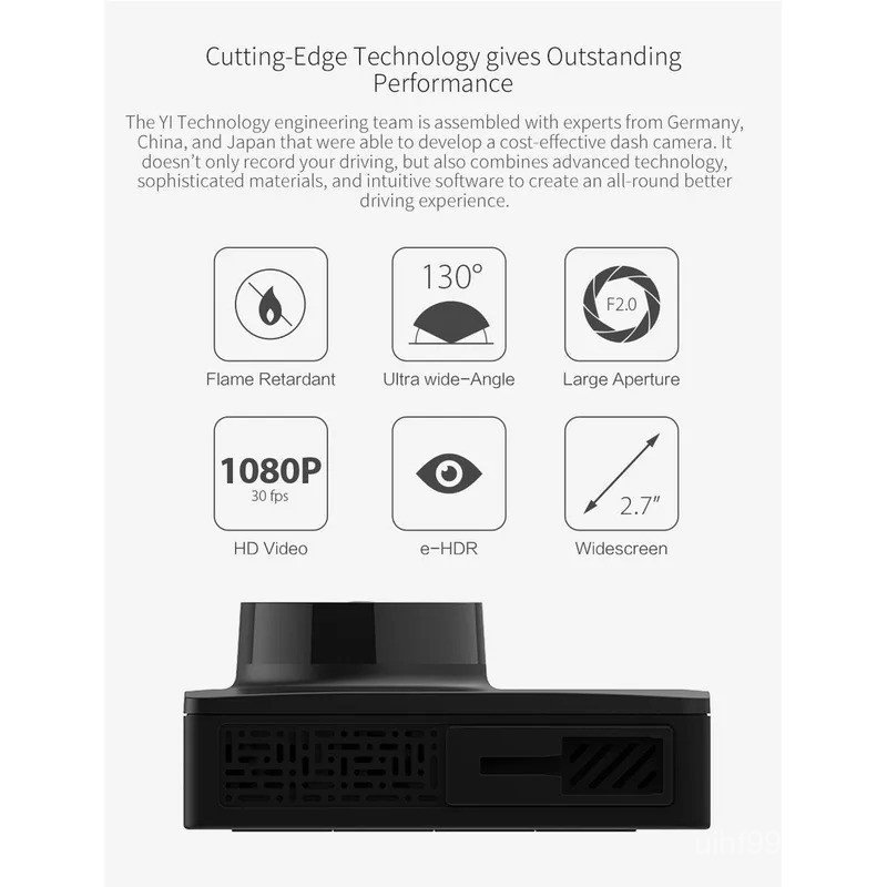 Xiao YI Smart Dash Cam สําหรับรถยนต์ 2.7 หน้าจอ Full HD 1080P Dash Cam พร้อม Night Vision Internatio