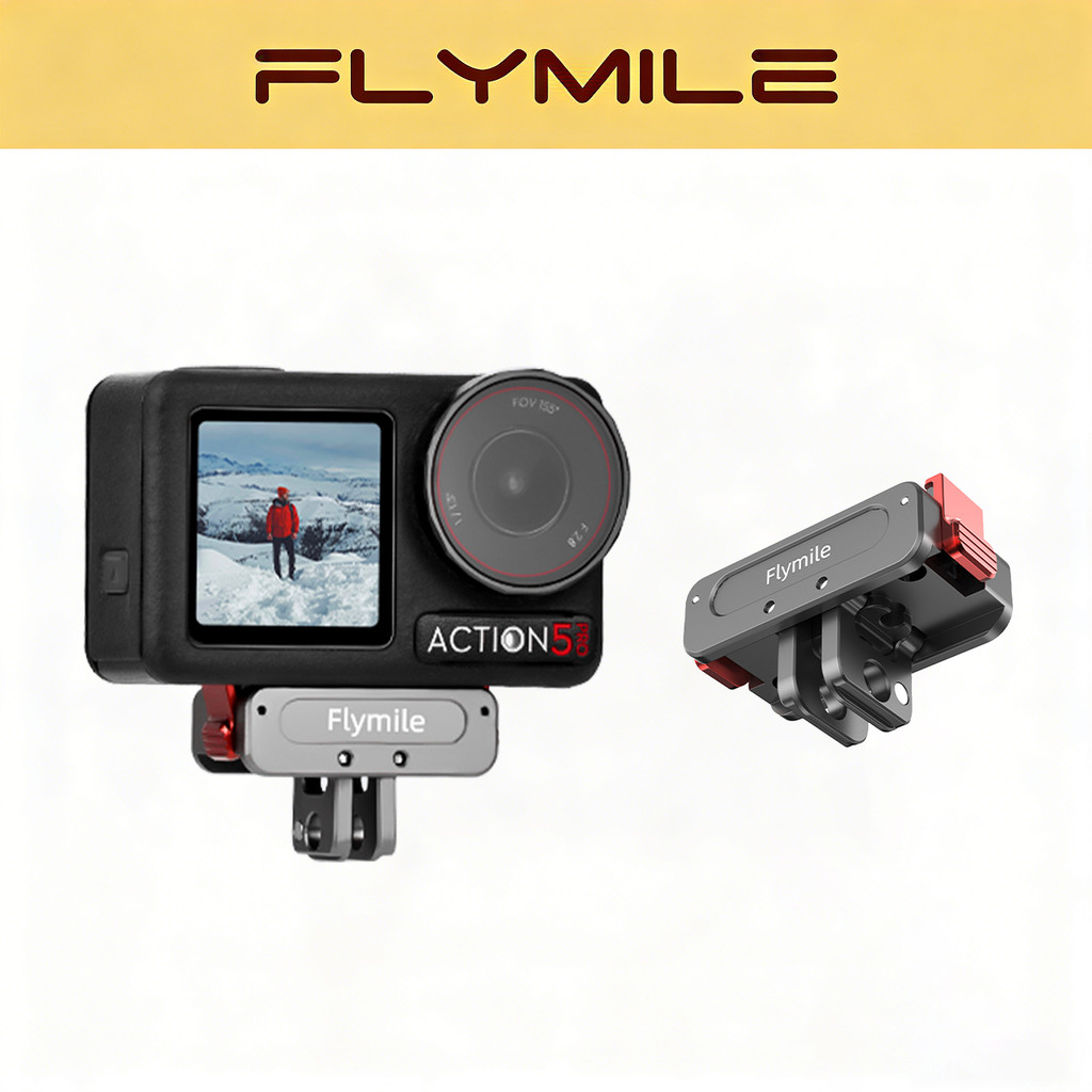 Flymile Magnetic Quick Release Mount สําหรับ DJI Osmo Action 5 Pro/4/3 อุปกรณ์เสริมกันกระแทก Dual-lock 1/4 ด้ายอินเทอร์เฟซคู่อลูมิเนียมสําหรับขาตั้งกล้อง Selfie Sticks