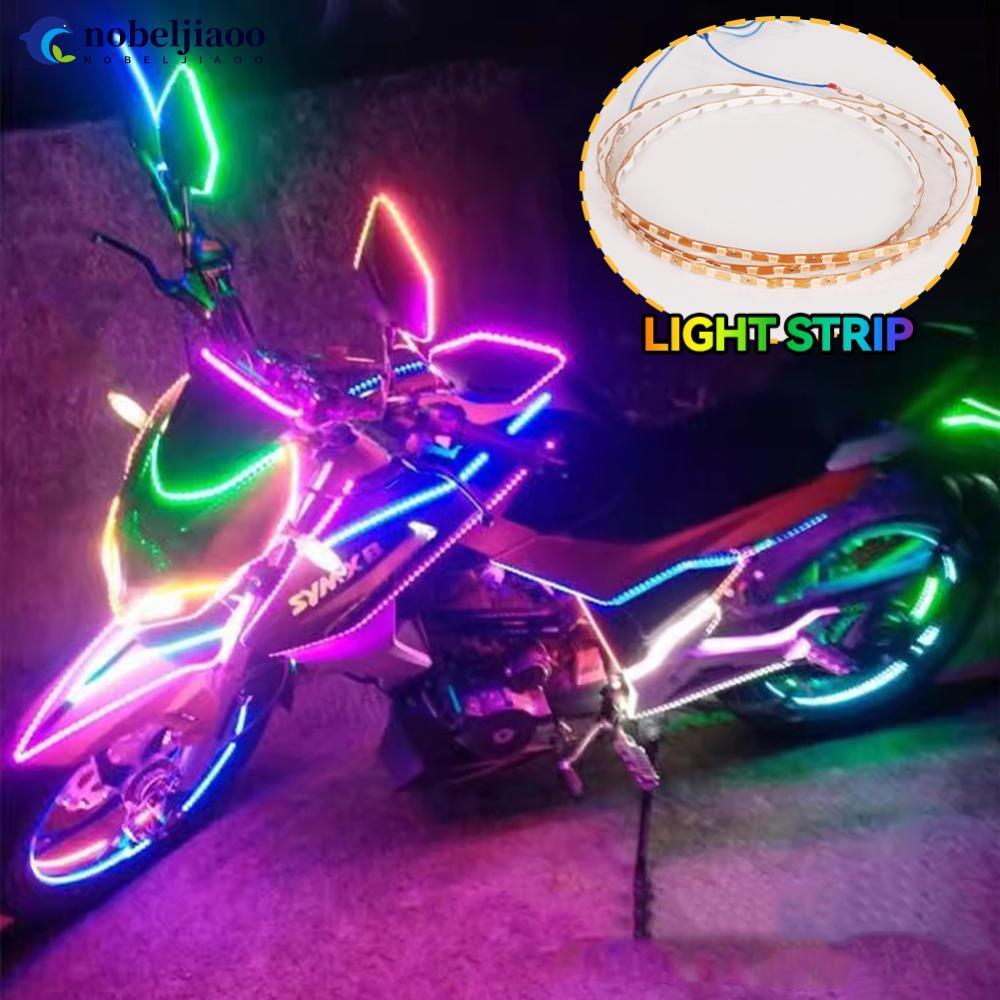 NOBELJIAOO 1 PC 90 ซม.90SMD รถจักรยานยนต์ Decroation LED สีสัน Light Strip 3528 เทปยืดหยุ่นเชือก Str