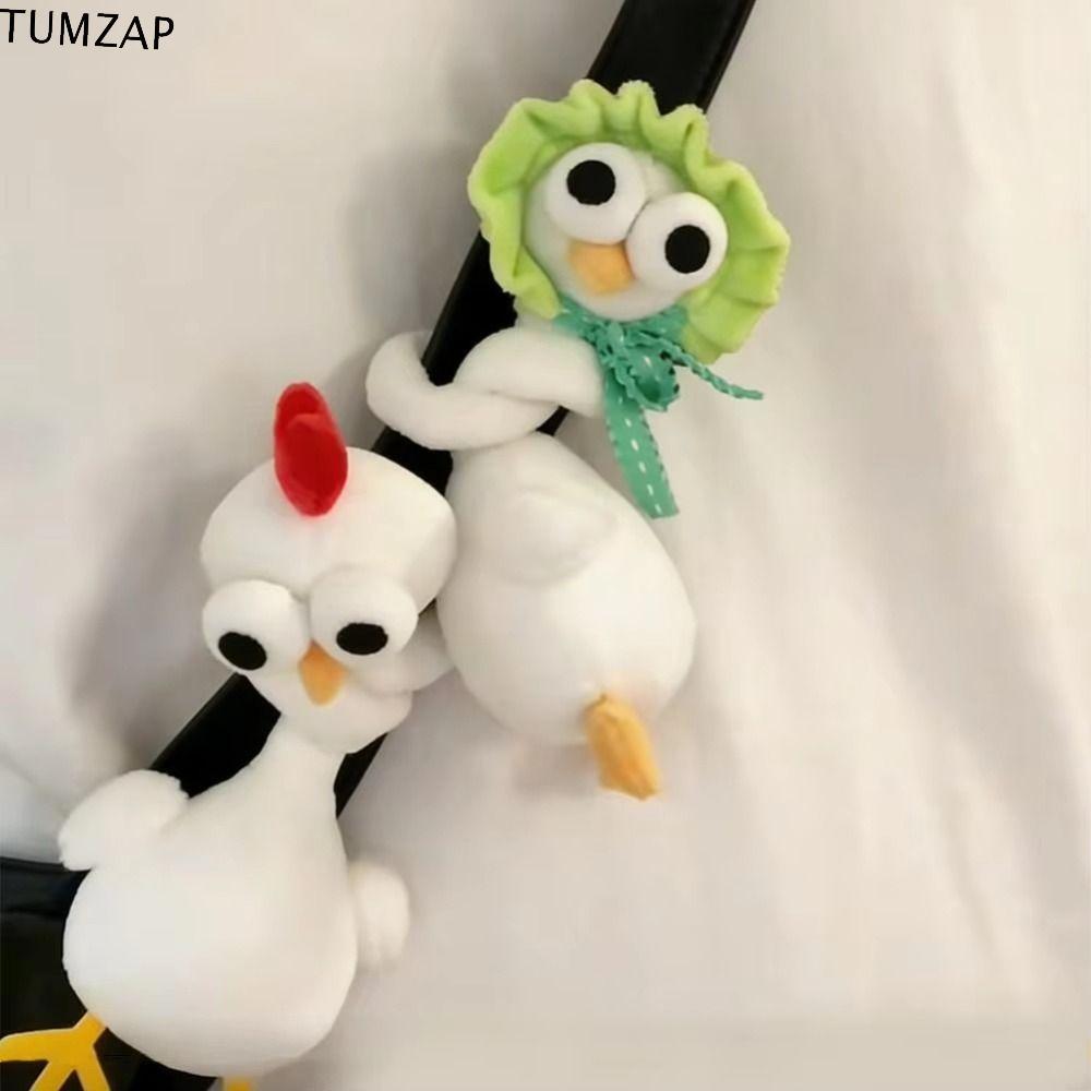 TUMZAP พวงกุญแจตุ๊กตาไก่คอยาว,สไตล์น่ารักตลกออกแบบยีราฟกระเป๋าจี้,น่ารักสร้างสรรค์ของขวัญสีขาว40ซมหมูสีชมพูตุ๊กตาจี้กระเป๋าตกแต่ง