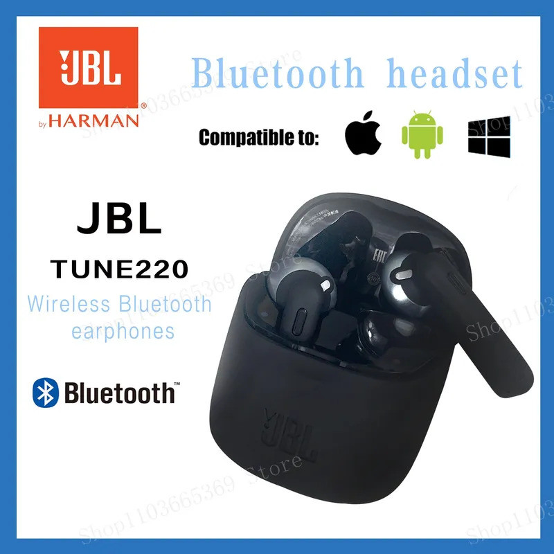 Original JBL TUNE 220 TWS หูฟังบลูทูธไร้สาย True T220TWS หูฟังสเตอริโอหูฟังเสียงเบสชุดหูฟังไมโครโฟนส