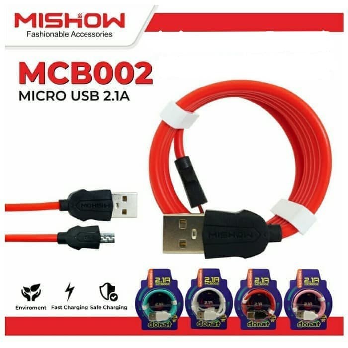 [ DONAT ] FAST CHARGING DATA CABLE MCB 002 / สาย USB MISHOW MCB 002 / Mishow Cable Data Donat MCB002