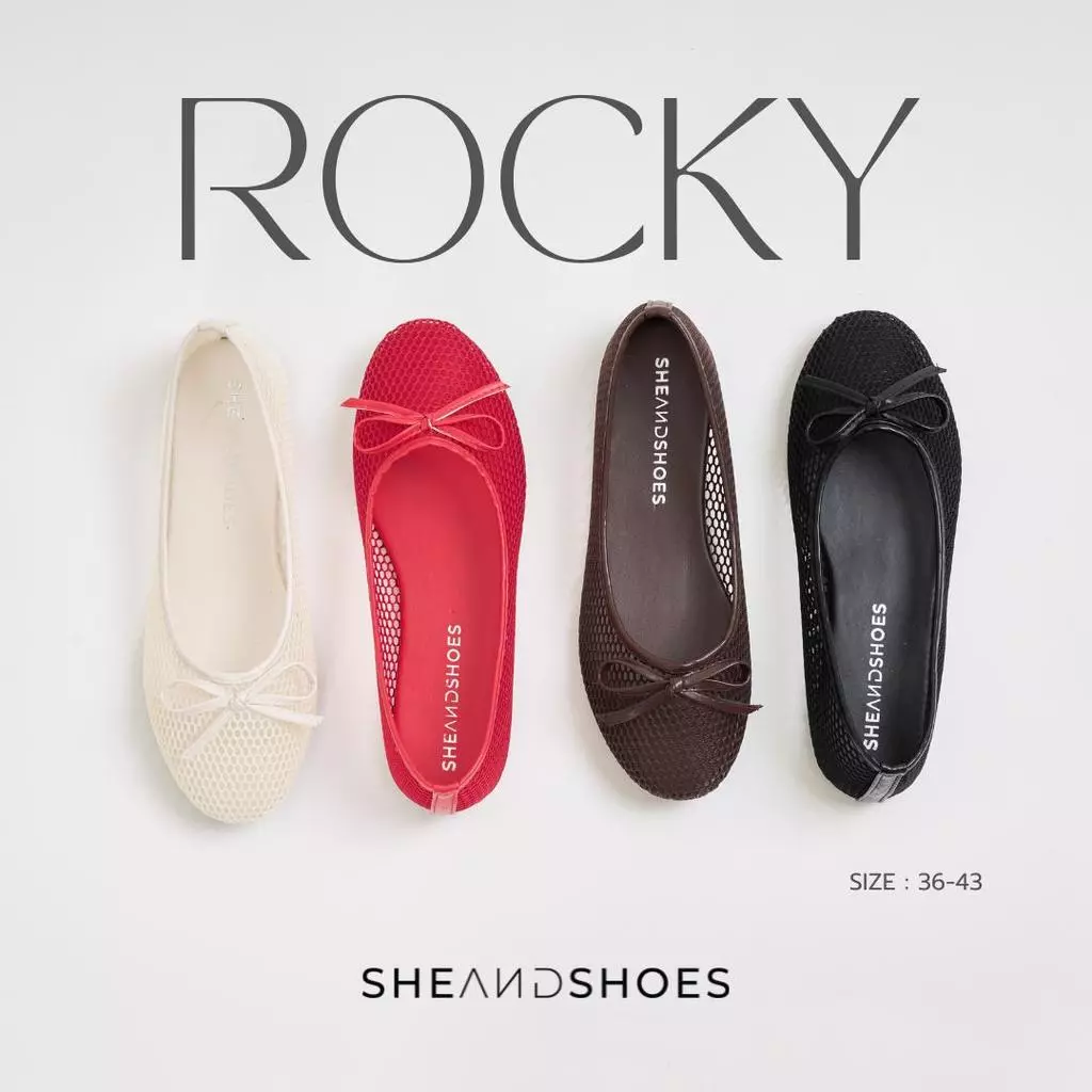 🚗 ส่งด่วน กทม - ROCKY รองเท้าทรงแมรี่เจน [ Sz.36-43 ] คัชชูตาข่าย พื้นนุ่ม