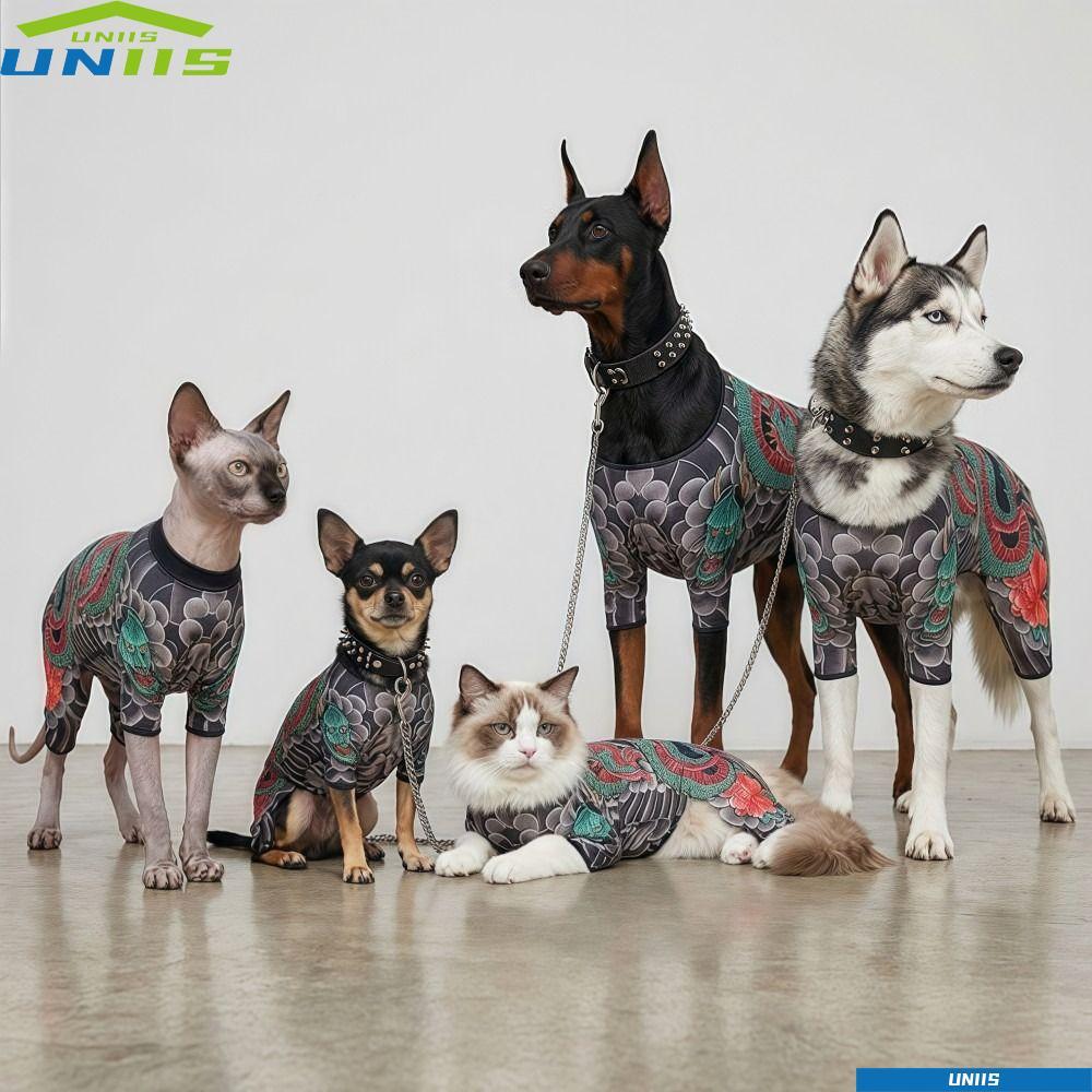 UNIIS Dog Cat Tattooed Vest, Four Seasons Breathable Pet Tattoo Jacket, ความคิดสร้างสรรค์เหมือนจริงปิดเสื้อผ้าสัตว์เลี้ยงตลกสําหรับสัตว์เลี้ยง S ถึง 6XL