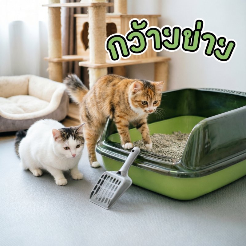 กระบะทรายแมว ขอบสูงป้องกันทรายกระเด็น ตะแกรงดักทรายในตัว วัสดุPPทนทาน สะอาดง่าย มี2ขนาด4สี ราคา ถูกที่สุด ดีลบีเคเค แกลเลอรีภาพที่ 2