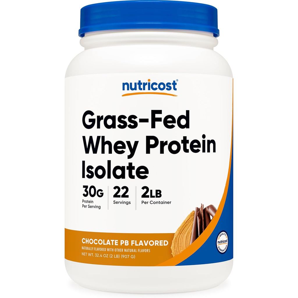 Nutricot Grass-Fed Whey Protein Isolate (เนยถั่วช็อกโกแลต) 2LBS - Non-GMO, ปราศจากกลูเตน, รสชาติ