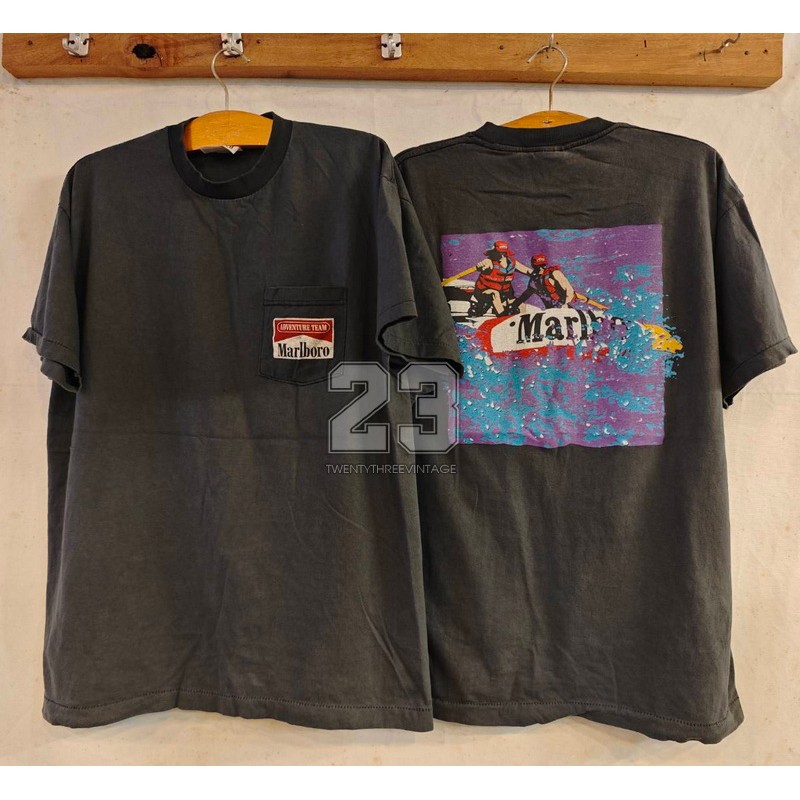 [ 23 ] Marlboro the lifeboat pocket bio washed เสื้อวินเทจ คลาสสิค  vintage shirt