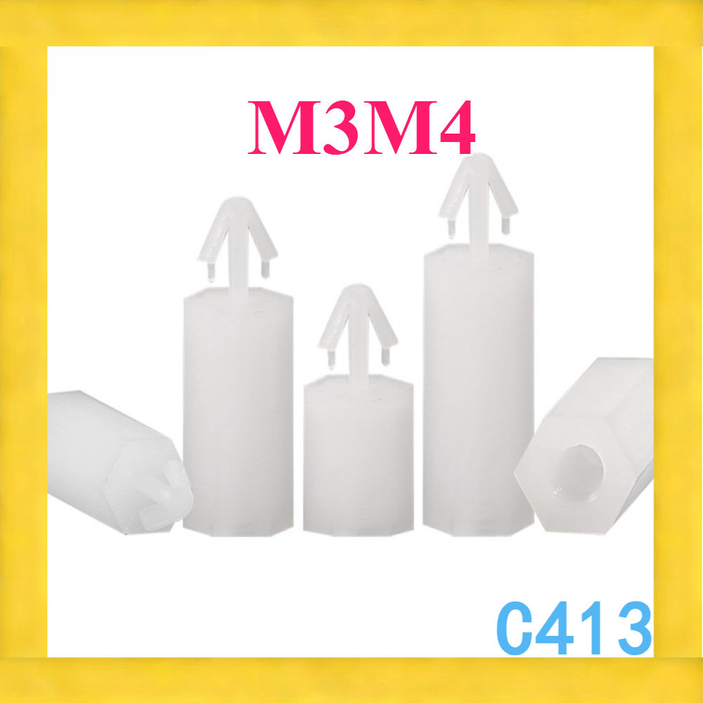 หัวเข็มขัดหกเหลี่ยมคอลัมน์ไนลอน M3 push-in PC board spacer คอลัมน์ยกคอลัมน์เครื่องบินหัวพลาสติกแยกคอ