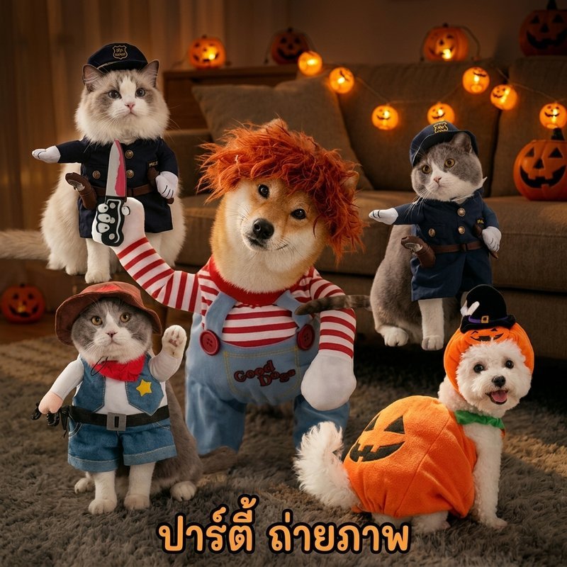 ชุดแต่งต่อสัตว์เลี้ยง แมว สุนัข สไตล์พยาบาล ตำรวจ จราจร ผ้าชุ่มชื้น ทนทาน ใส่สบาย สำหรับปาร์ตี้