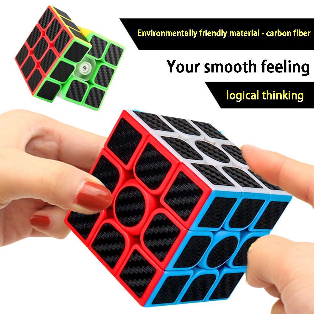 3 Magic Cube สติกเกอร์คาร์บอนไฟเบอร์ปริศนา Magic Cube ความเร็ว Cube ปริศนาของเล่นเพื่อการศึกษาสําหรั