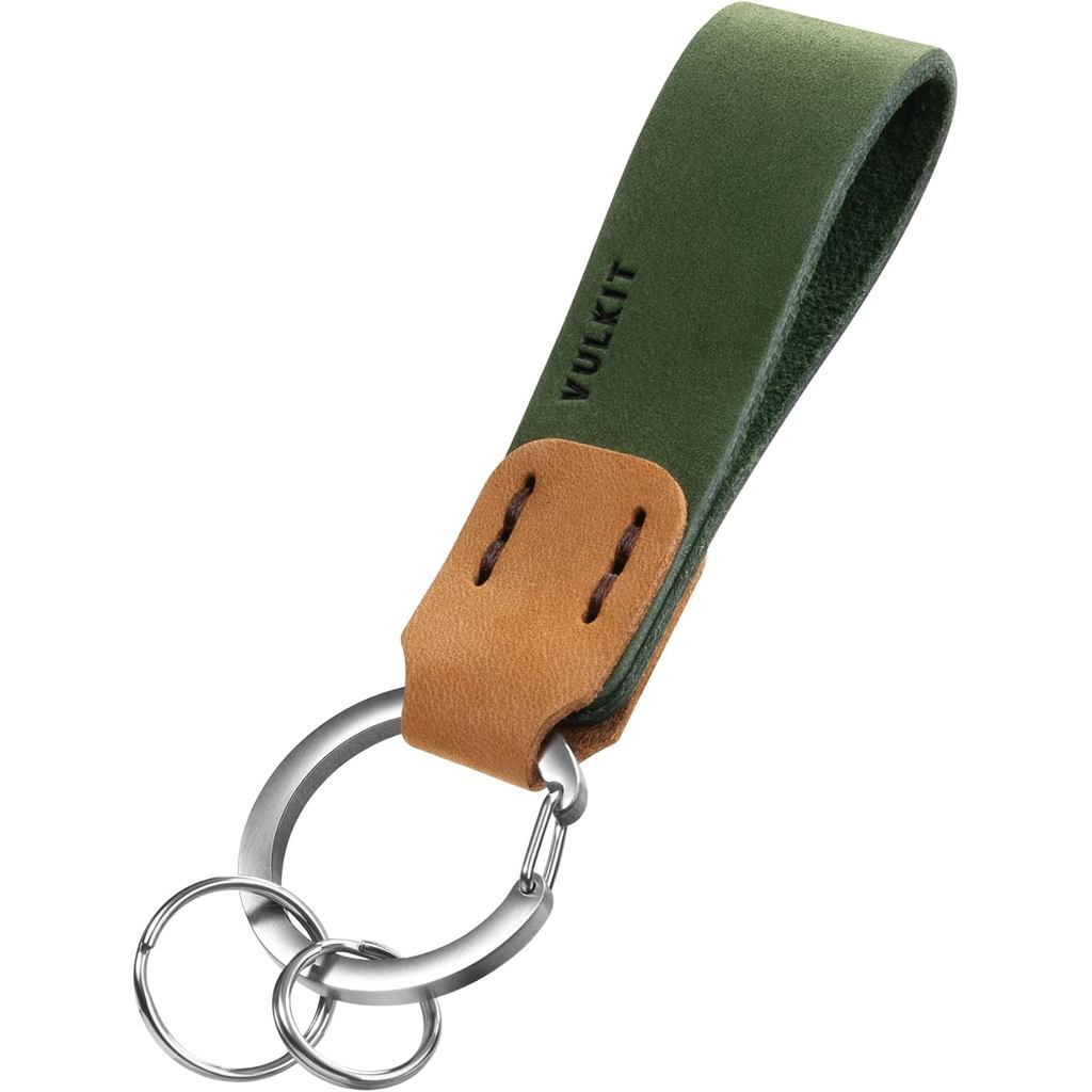 VULKIT พวงกุญแจหนังแท้สําหรับผู้ชายและผู้หญิงอุปกรณ์เสริมพกพาทุกวัน