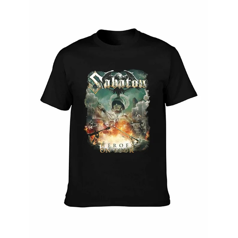 เสื้อยืด Sabaton Legend Tour Europe ผ้าฝ้ายแท้ แขนสั้น สไตล์วินเทจ ใส่ได้ทั้งชายและหญิง เสื้อยืดโอเว