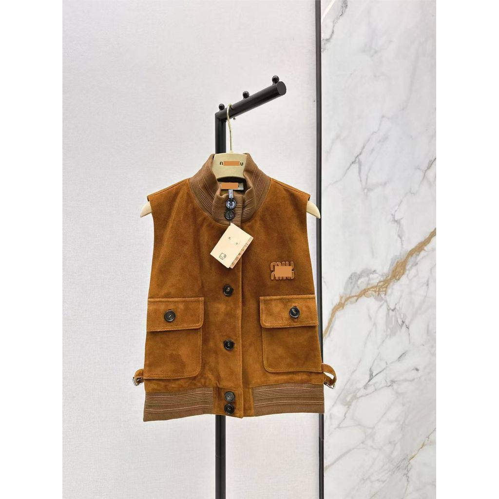 X8QD Mi**iu 26Early spring women's clothing, sweet girl style, age-reducing retro brown suede vest j