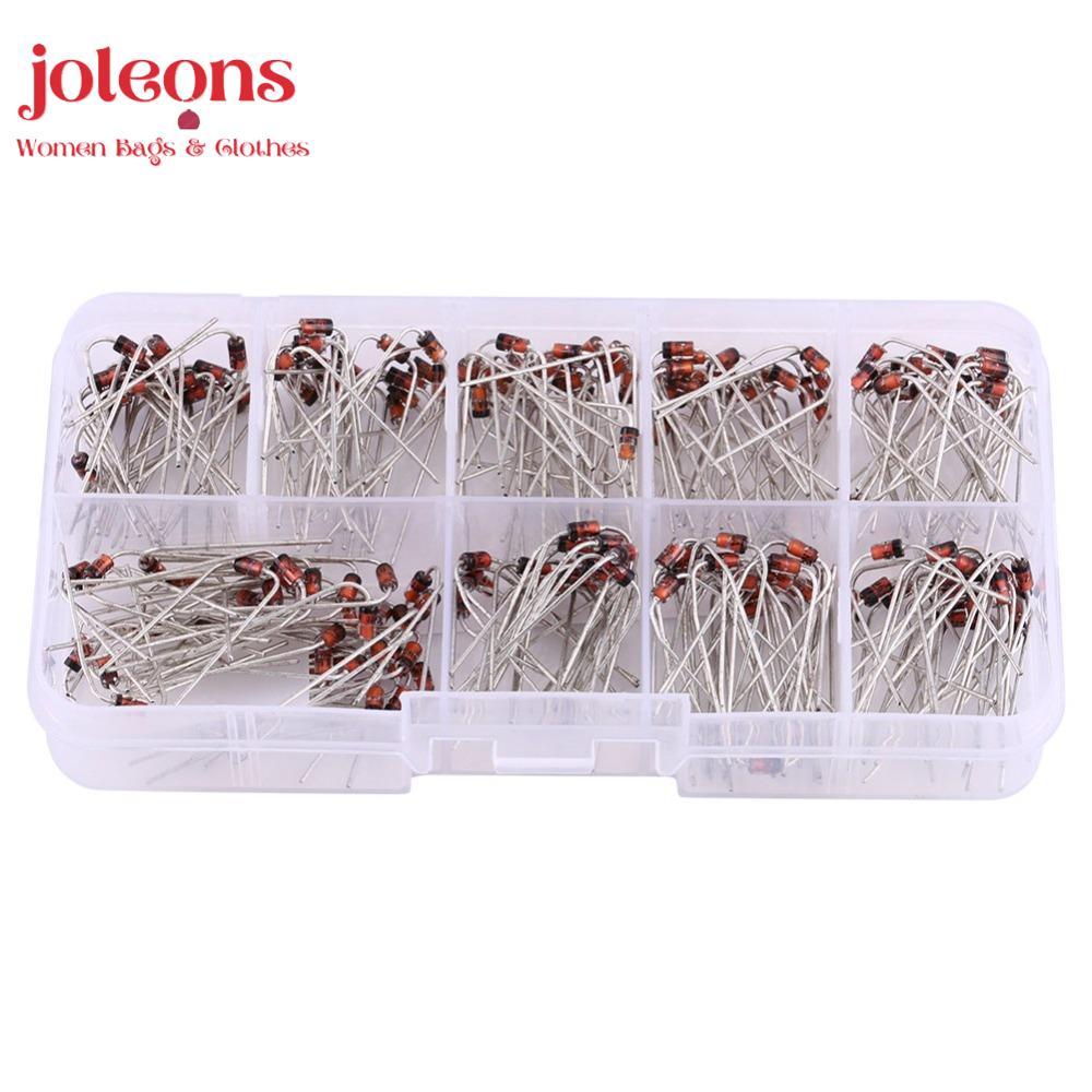JOLEONS 200PCS Zener Diode Assortment, 10 ค่า 1N4738~1N4748 ชุดอิเล็กทรอนิกส์,กล่องเก็บแบบพกพา 1W Po