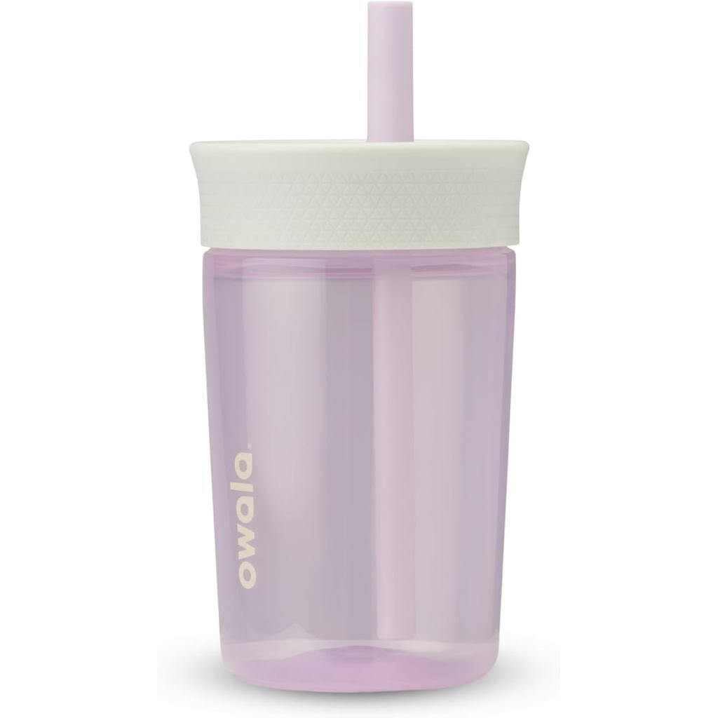 Owala Kids Insulation แก้วน้ําพลาสติกปลอดสาร BPA พร้อมหลอดยืดหยุ่นทนการรั่วไหล ทําความสะอาดง่าย ขวดน