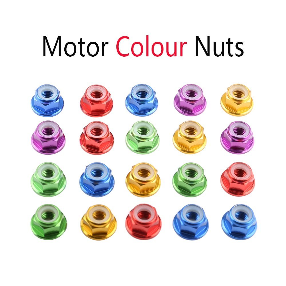 6Pairs M5 Aluminum Motor colour Screw Nuts Nylon Insert Self Lock Flange Nut CW CCW for RC FPV Racin