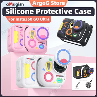 aMagisn เคสซิลิโคน Insta360 GO Ultra สีสันสดใส เคสนิ่ม พร้อมฝาครอบเลนส์และสายคล้อง อุปกรณ์เสริม GO Ultra