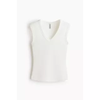 H&M(เอชแอนด์เอ็ม) เสื้อกล้ามผ้าวูลลายริ้ว คอวี ผู้หญิง 1329725_1