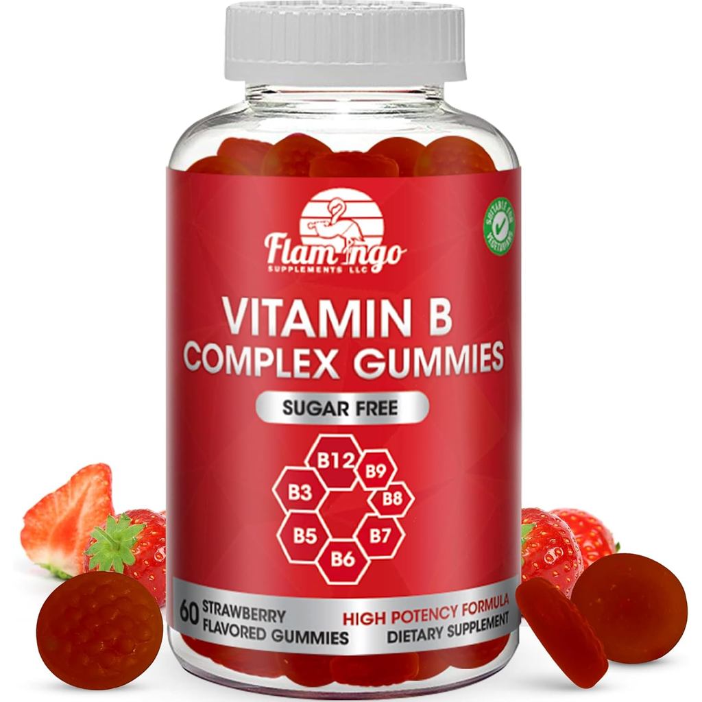 วิตามินบีรวมปราศจากน้ําตาล Gummy Candy-Vitamin B12, B7, B6, B3 (Niacin), B5, B8, B9 (Folic Acid) -Th