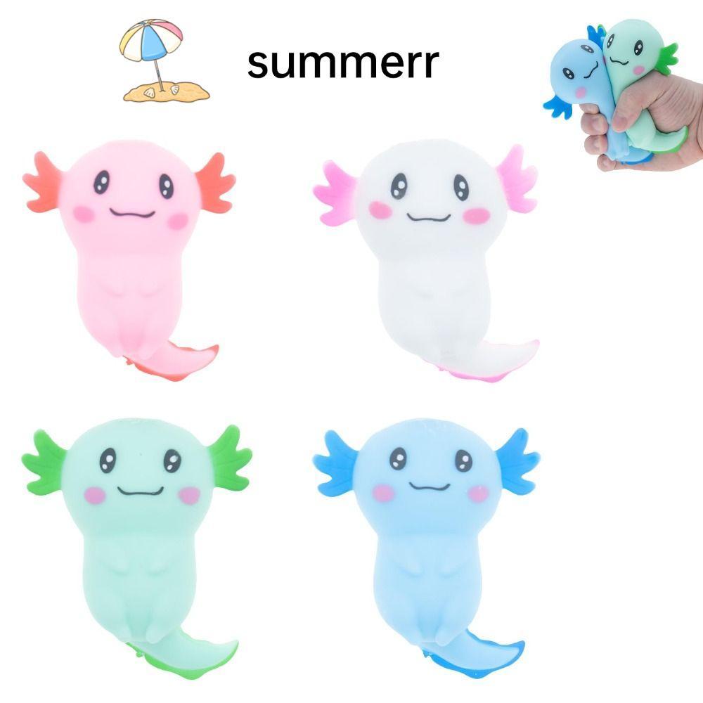 SUMMERR Squishy Stress Glitter, Soothing Texture Sugar Filled Axolotl Squishy ของเล่น,น่ารักน่ารักรู