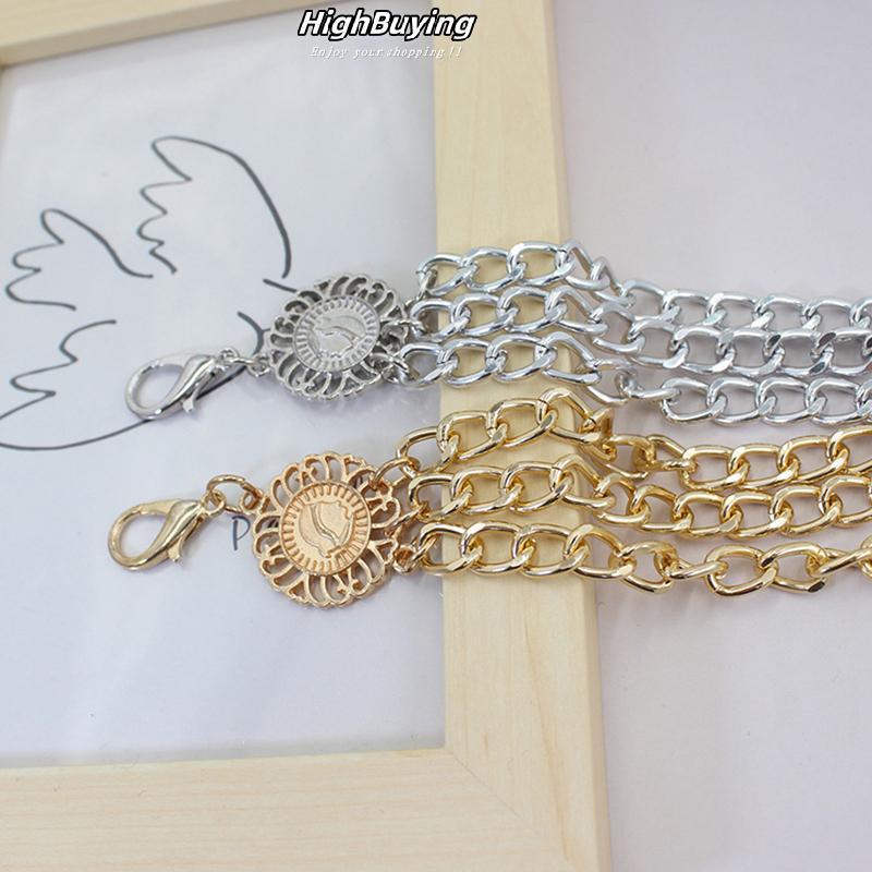 เข็มขัดโซ่โลหะเอวปรับได้ สไตล์ Ins Multilayer สําหรับผู้หญิงและสาว