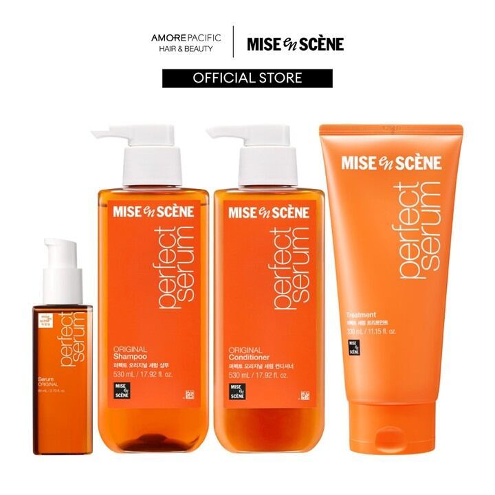 MISE EN SCÈNE طقم Perfect Serum كامل: شامبو + بلسم + ترطيب + سيروم