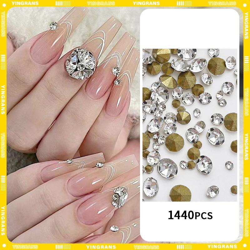 [yingrans] 1440 ชิ้น Glitter คริสตัล Clear Rhinestones Non Hotfix FlatBa Strass เย็บ/ผ้า/เล็บ Rhinestones ตกแต่ง TH