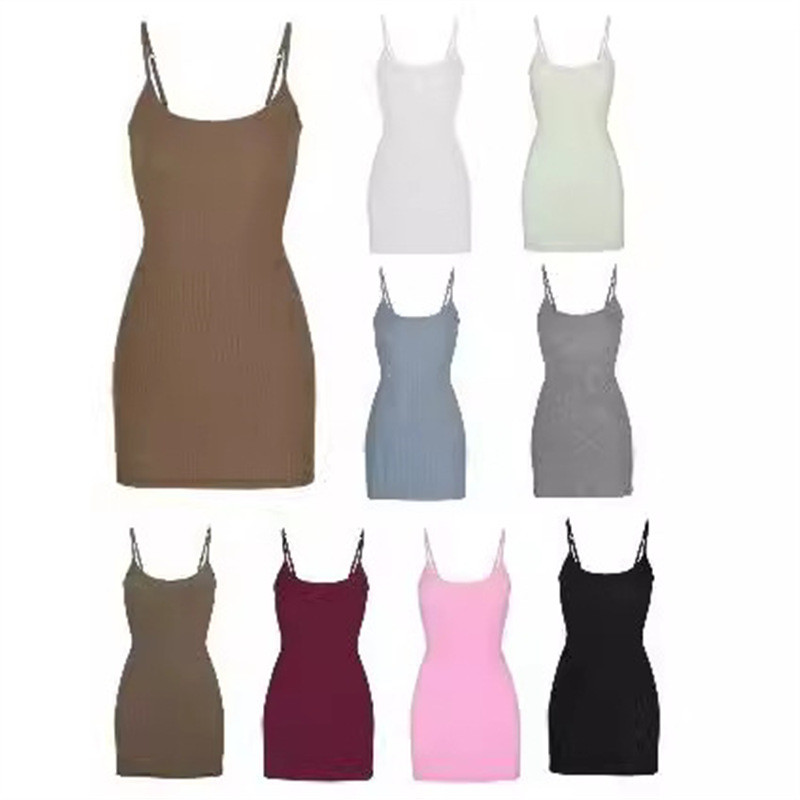 skims Sexy Slim-Fit Strap Dress for Hot Girls, Sleeveless Kardashian Style European and American Bod