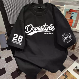 TEE·SHOP🍀 เสื้อยืด Oversize ลาย 'DOPESTYLE' สไตล์เกาหลี เท่ห์มาก ใส่ได้ทั้งชายหญิง ผ้านุ่มสบายตัวทั้งวัน รองรับ COD 📦