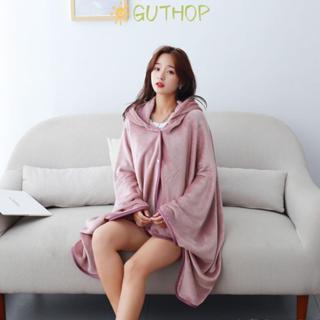 GUTHOP ผ้าห่มห่อตัวไหล่ พร้อมหมวก ผ้าห่มระบายความร้อนสีบริสุ…