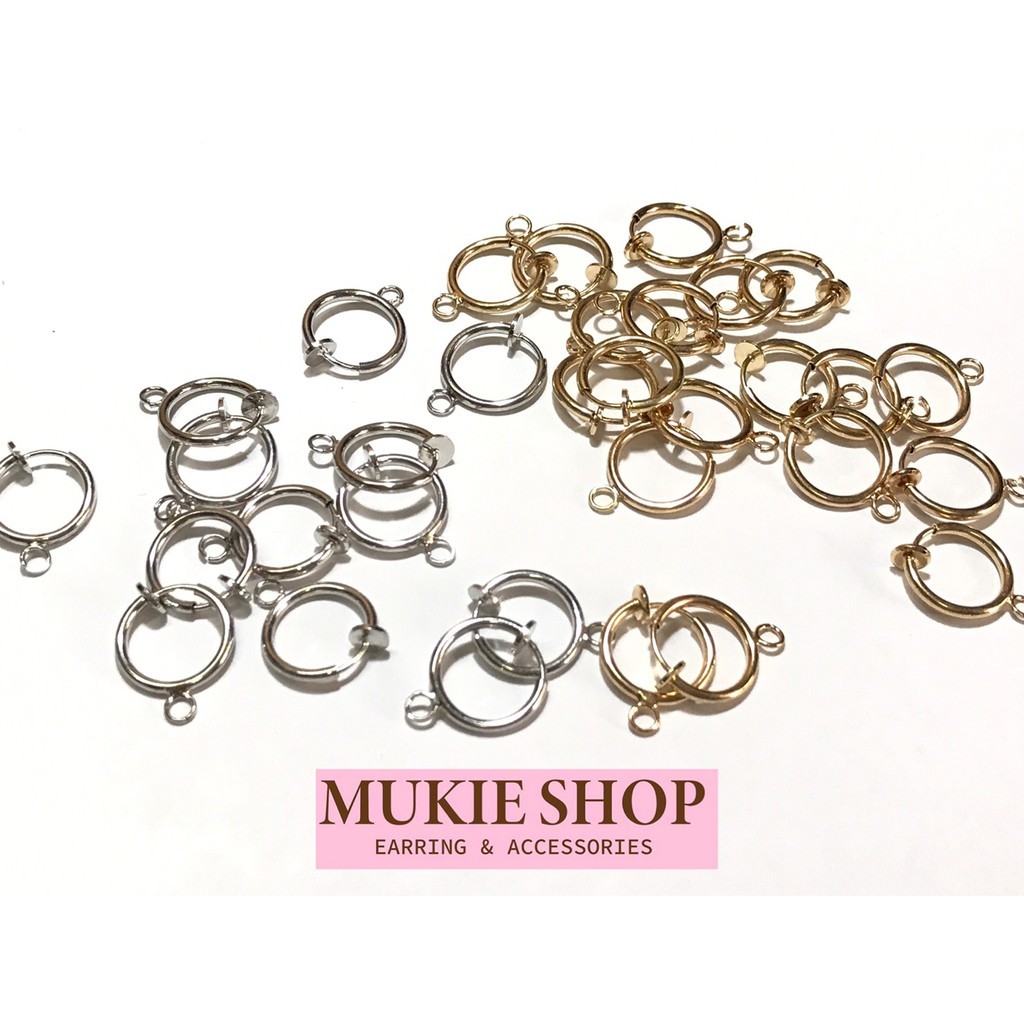 Mukie shop DIY ต่างหูหนีบ รุ่น ห่วงสปริง มีห่วงห้อย
