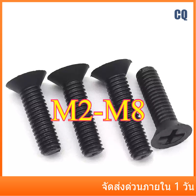 น็อต สกรู หัวเตเปอร์ แฉก F+ /ไนลอนสีดำ  Flat Head Phillip Machine Screw M2/M2.5/M3/M4/M5/M6/M8CQ-MB-1
