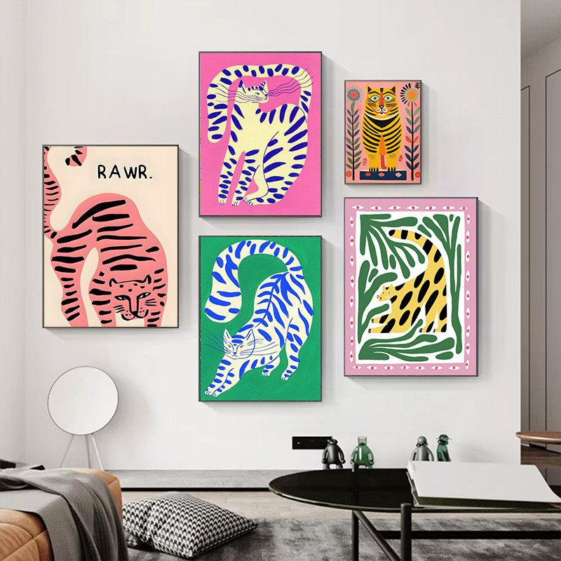 ภาพวาดสีน้ํามันบล็อกสีโปสเตอร์นามธรรมคลาสสิกคมชัดสีออกแบบผ้าใบจิตรกรรมตกแต่งผนังศิลปะเหมาะสําหรับในร่ม