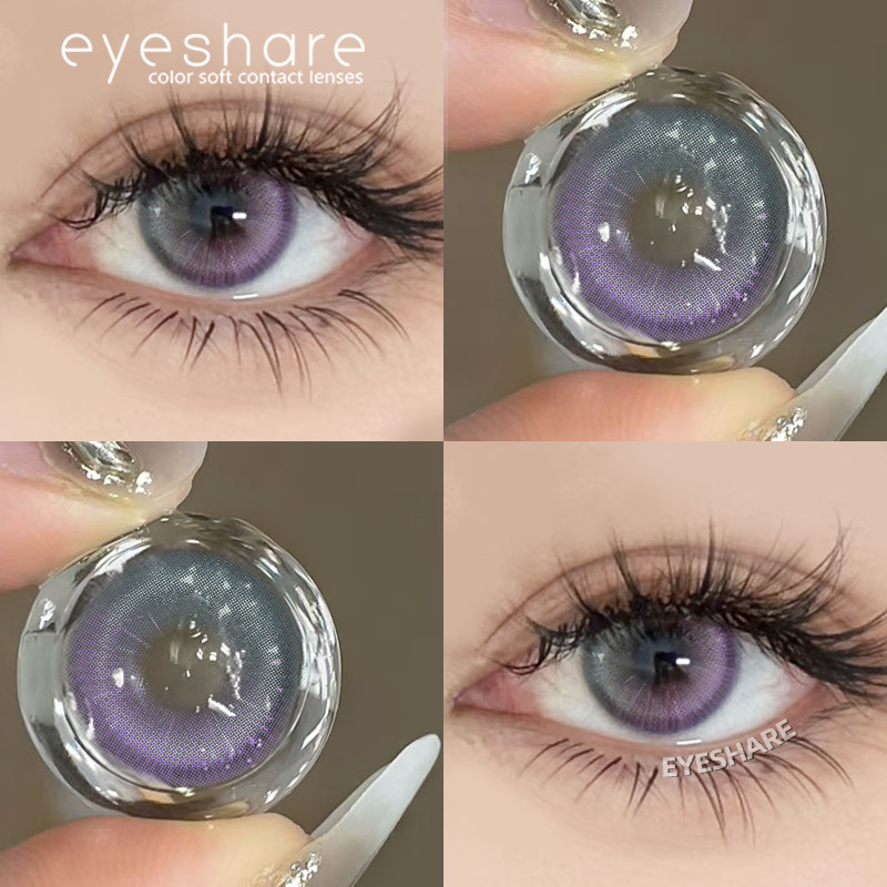2PCS\Pair แฟชั่นสีม่วงคอนแทคเลนส์ LEMBOONGAN สีสัน Eye แต่งหน้าคอนแทคเลนส์นุ่มสําหรับ 6 เดือน