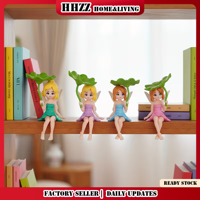 4 ชิ้น/เซ็ตเรซิ่น Lotus Leaf Fairy Girl รูปปั้นเครื่องประดับขนาดเล็ก DIY Micro Landscape Decor Home Office โต๊ะอุปกรณ์เสริมตกแต่งรถ