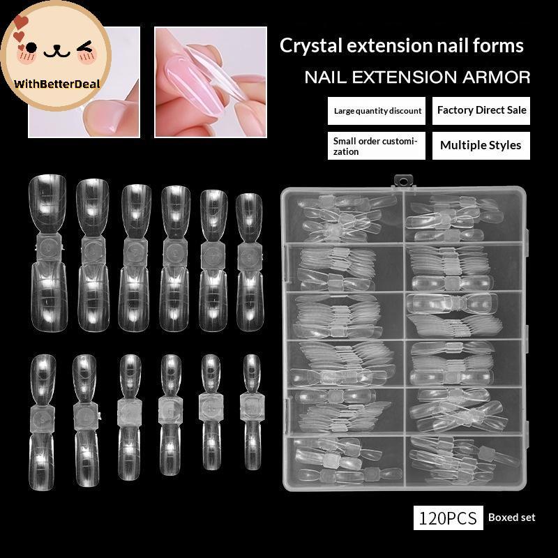 BETTER 120 คู่ Double Ended เล็บ Dual รูปแบบ Reusable Square Coffin Extension แม่พิมพ์เจล Builder เคล็ดลับ Salon Nail Art TH