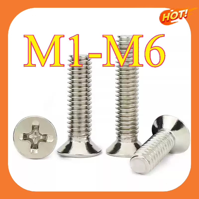 น็อต สกรู หัวเตเปอร์ แฉก ชุบนิกเกิล/ Flat Head Machine Screw nickel plating  M1-M6 LTY01-1