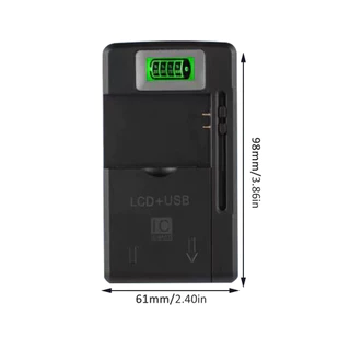 ที่ชาร์จแบตเตอรี่แบบหนีบ หน้าจอ LCD ปรับระยะได้ พร้อมพอร์ต USB สำหรับแบตกล้องและแบตโทรศัพท์ ใช้งานง่าย