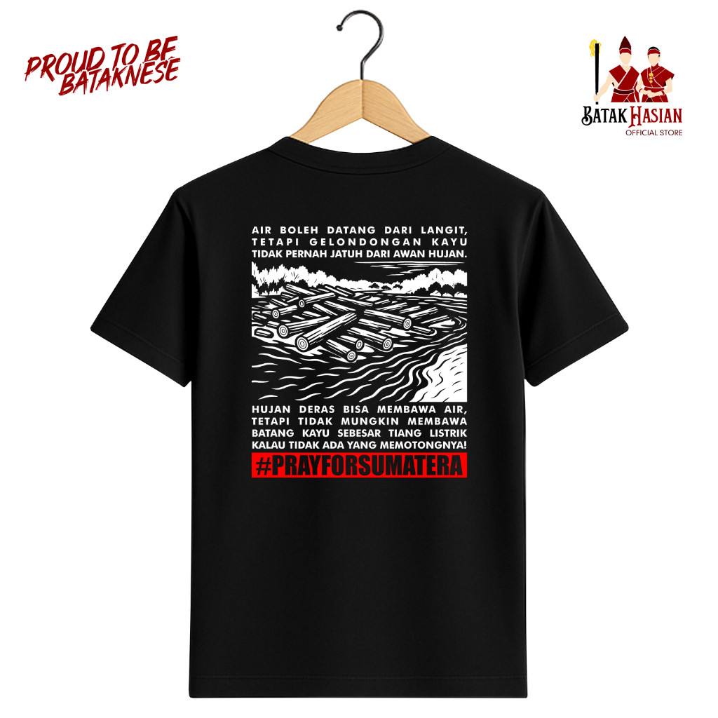 KATUN PRAY FOR SUMATERA - เสื้อยืดบาจาค - ผ้าฝ้ายพรีเมี่ยม 100% - BIOWASH (ไม่มีผม) - สบายมาก - Bata