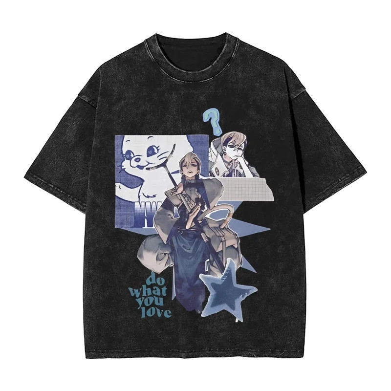 เวอร์ชั่นเกาหลี 2026Aicd ล้าง Gachiakuta เสื้อยืดผู้หญิงขนาดใหญ่ Y2K แขนสั้นลําลองผ้าฝ้ายเสื้อยืดชาย