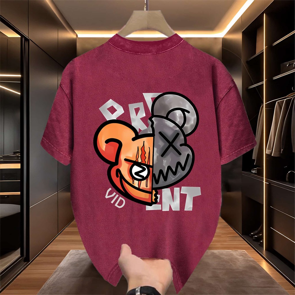 UT shop เสื้อยืด เสื้อยืดฟอก oversize ผ้าCotton 100% คอกลม เสื้อแฟชั่น 'BEAR VID'  สบายและนุ่ม  ฤดูร้อน S-3XL - รูปที่ 6